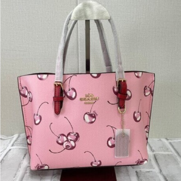 Coach Mollie Tote Bag 25 With Cherry Print🦄🦄🦄 - Picture 1 of 4